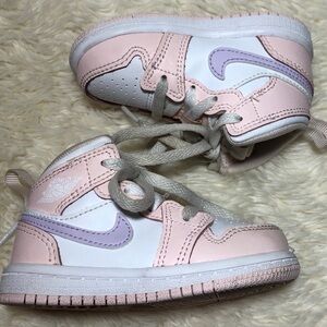 Jordan 1 Mid Pink and Violet Sneakers